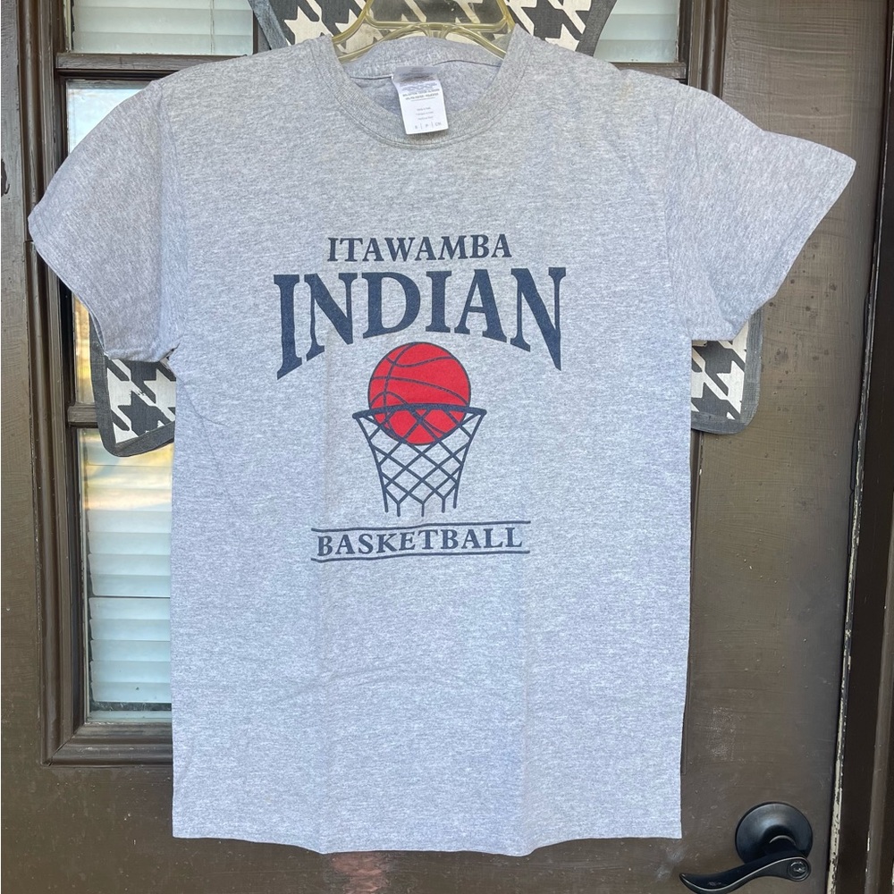Gray Itawamba Indian Basketball T-Shirt